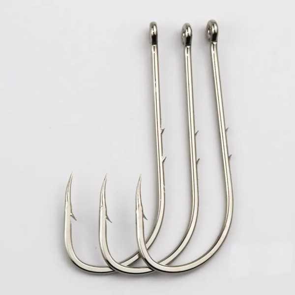 【互換品】50 個釣り針ロングシャンク釣りフック 1 # -12 #   高炭素鋼シャープ有刺鉄線オ...