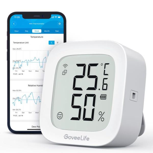 GoveeLife WiFi 温度計 湿度計 高精度 ワイヤレス デジタル温湿度計 スマホで温湿度管...