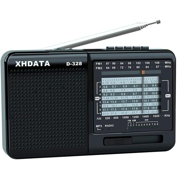 XHDATA D-328 小型ポータブルラジオ 高感度 FM/AM/SW/ワイドFM対応 短波ラジオ...