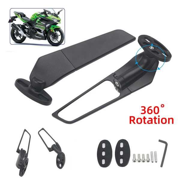 【互換品】回転式モーターサイクルバックミラー 変更されたウィンドウィングミラー カワサキZx25r ...