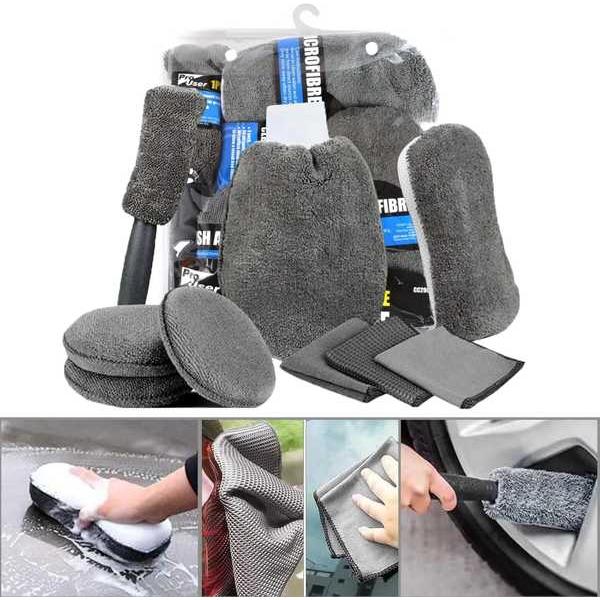 【互換品】洗車ツールセット インテリア エクステリア マイクロファイバー ディテール 9個