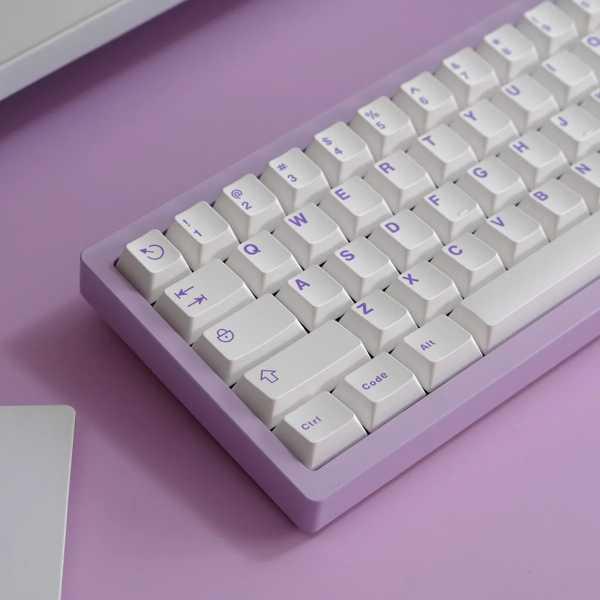 【互換品】Arssn-メカニカルキーボードキーキャップ プレーンホワイトシリーズ パープルキーキャッ...