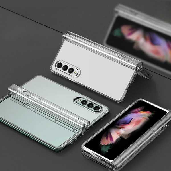 【互換品】サムスンギャラクシーZフォールド6 5 4 3用 耐衝撃性透明バックカバー ペンホルダー付...