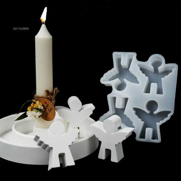 【互換品】家の装飾のための天使のシリコーン型 DIY 手作り 石膏 コンクリート 燭台