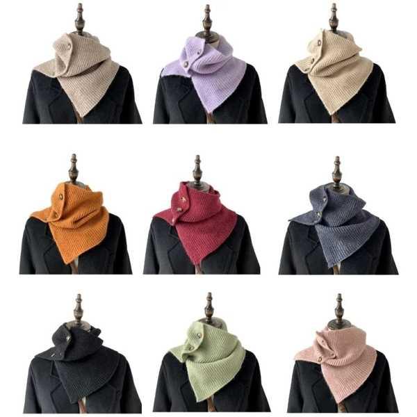 【互換品】ケーブルニットスヌードスカーフボタンニットスカーフ女 子秋 冬防寒着ショールおしゃれスカー...