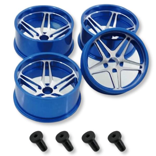 Lanx. ミニ四駆用 アルミホイール 4個セット ブルー デュアル5スポークローハイ