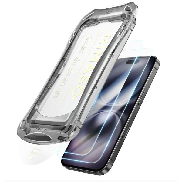 NIMASO ガラスフィルム iPhone 16 Plus/iPhone 15 Plus用 強化ガラ...