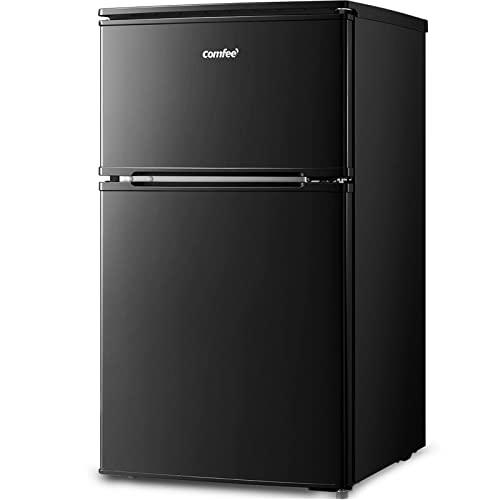 COMFEE&apos; 冷蔵庫 小型 2ドア 90L 幅47cm 冷凍 ミニ冷蔵庫 右開き 耐熱天板 一人暮...