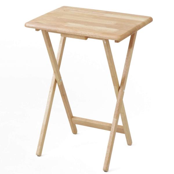 山善 折りたたみテーブル サイドテーブル ハイ 幅48.5×奥行37.5×高さ66cm 木製 台 完...
