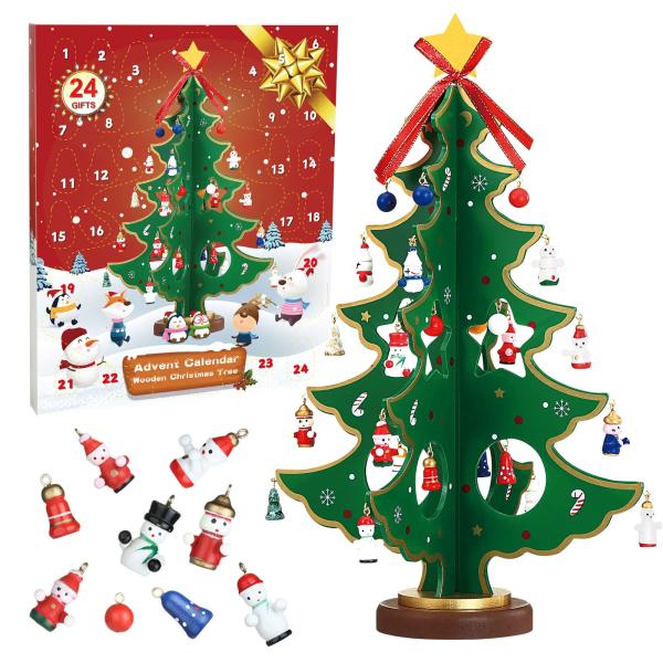 LEMESO アドベントカレンダー 2023 クリスマスツリー 卓上 木製 クリスマス オーナメント...