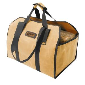 CARBABY 薪バッグ 2way使用 ログキャリー 薪ケース 持ち運び用 ハンドル付き ストーブアクセサリー 帆布製 防水（カーキ）｜mantendo1
