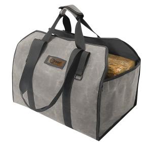 CARBABY 薪バッグ 2way使用 ログキャリー 薪ケース 持ち運び用 ハンドル付き ストーブアクセサリー 帆布製 防水（グレー）｜mantendo1