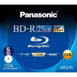 パナソニック Blu-rayディスク 25GB (1層/追記型/6倍速/ワイドプリンタブル5枚) LM-BR25MDH5｜mantendo9