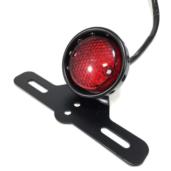 ONGMEIL ビンテージ LED テール ライト ナンバー灯 ステー 付き レッド レンズ バイク...