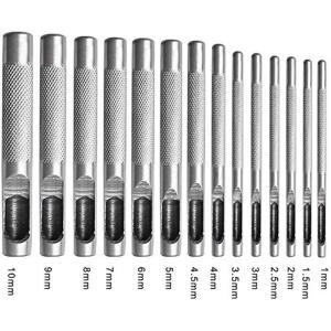 14本 革 穴あけポンチ ハトメ抜き 丸形 円型 打ち具 ベルトポンチ 工具 穴あけ革 穴あけパンチ 打ち抜きポンチ レザークラフト DIY｜mantendo9