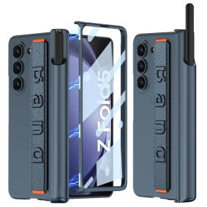 FODDOM Galaxy Z Fold5ケース ギャラクシー フォールド5カバー Fold5case レザーリストバンド ガラスフィルム付｜mantendo9