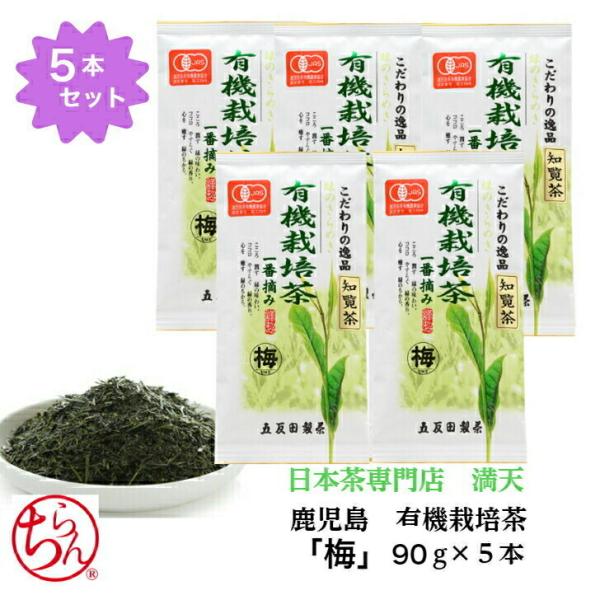 知覧茶 有機栽培茶 「梅」5本セット 90ｇ×5 オーガニック 無農薬 日本茶 かごしま茶 プレゼン...