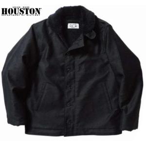 ヒューストン HOUSTON 51237 ALPACA N-1 DECK JACKET ALL BLACK アルパカ　デッキジャケット　ブラック｜manufactures-japan