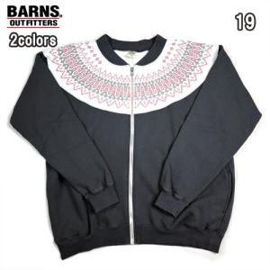 バーンズ BARNS BR-23373 SNOW PT ZIP SWEAT CARDIGAN 雪柄 フルジップ スウェット カーディガン｜manufactures-japan