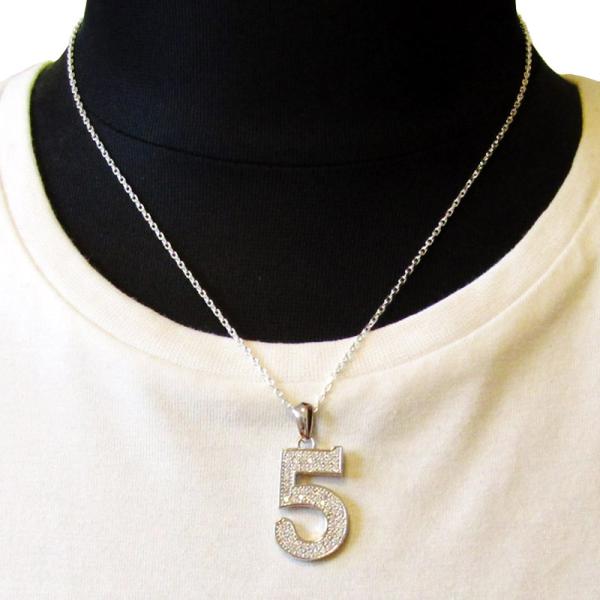Silver925 オリジナル ナンバーネックレス No.5 ジルコニア装飾 ラグジュアリーアクセサ...