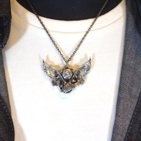 バイカーネックレス　Silver925 バイクエンジン　パンヘッドデザイン