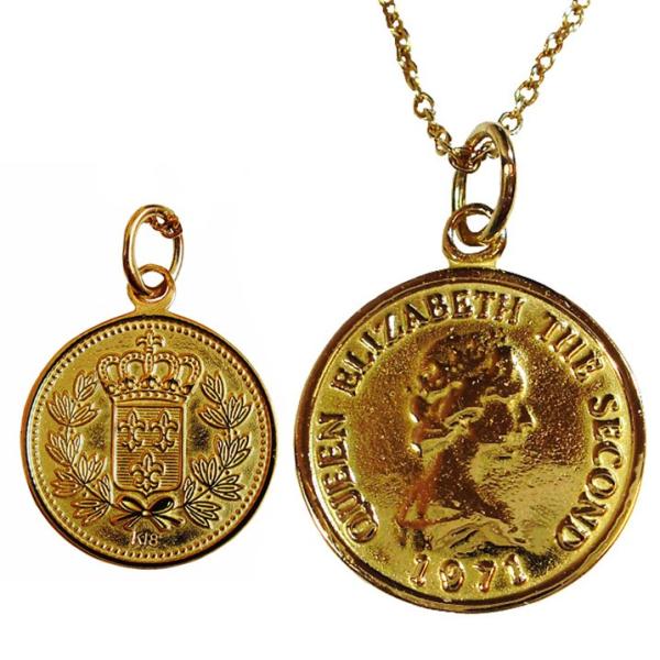 K18 エリザベスコイン ネックレス　Lサイズ  1.0mm巾 K18チェーン使用　40cm ~ 6...