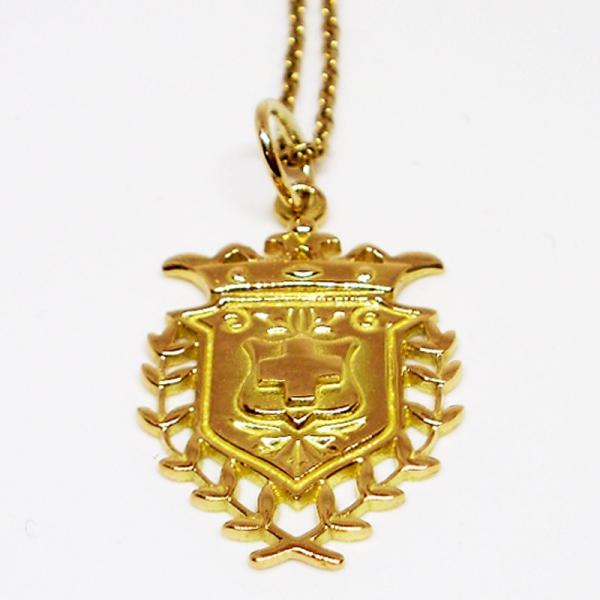 K18紋章 ネックレス 18金 エンブレムペンダントと0.8mm幅チェーンのネックレス 40cm ~...