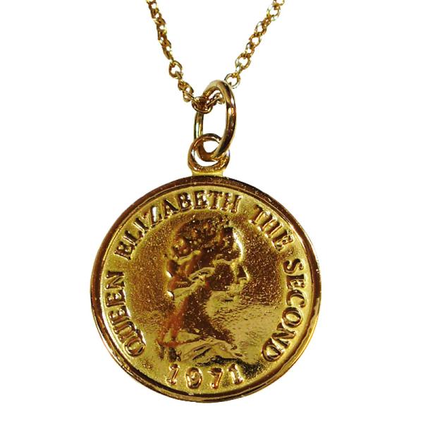 K10製 エリザベスコインネックレス Lサイズ 10金製 アンティークエリザベスコインネックレス L