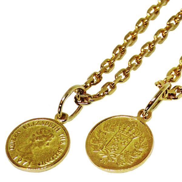 K18 18金 エリザベスコインペンダント Silver925 18金コーテイングチェーンのコンビネ...