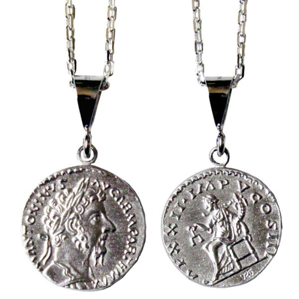 Silver925 コインネックレス 古代ローマ皇帝レプリカ アンティークコイン ヴィンテージ メン...