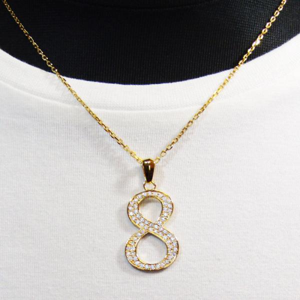 ナンバーネックレス No.8 メンズ レディース シルバー925 CZジルコニア 60石使用 ペンダ...