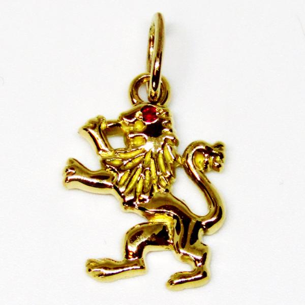 K10 ライオンエンブレム 紋章ペンダント ルビー装飾　メンズ レディス ギフト 10金 0.8mm...