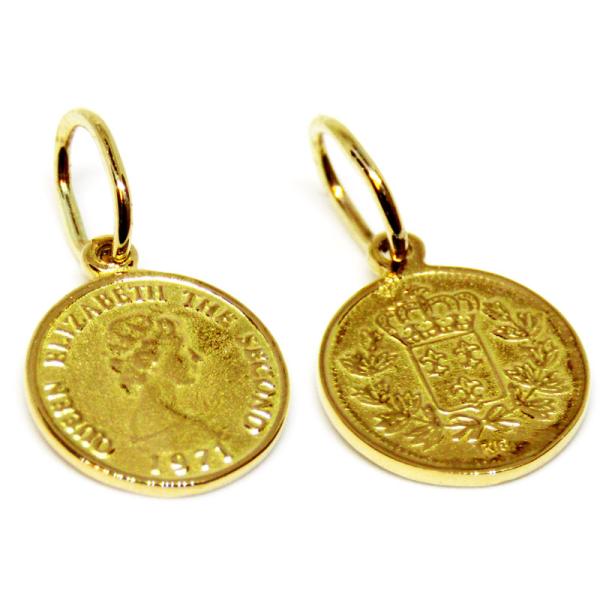 K18 コイン ペンダント 18金 エリザベス コイン ペンダント メンズ　レディス Luz azu...