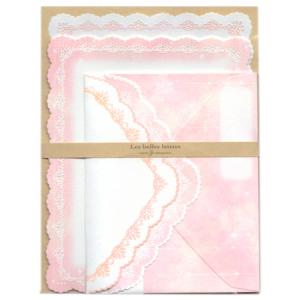ダイカットレターセット レース柄ピンク 便箋2柄10枚＆封筒2柄4枚 CGL729 クリエイトG 5個までネコポス便可能
