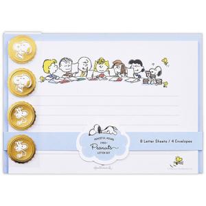 スヌーピーレターセット ブルー 便箋8枚＆封筒4枚 EES-796-662 Hallmark 5個までネコポス便可能