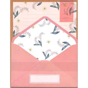 ジュールドゥミュゲレターセット ピンク 便箋6枚＆封筒3枚 21C-JMLS04-PK│Labclip 6個までネコポス便可能 M在庫-2-D5