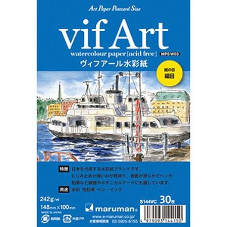 絵手紙用ポストカード ヴィフアール水彩紙 細目 30枚入 S144vc｜maruman 4冊までネコ...
