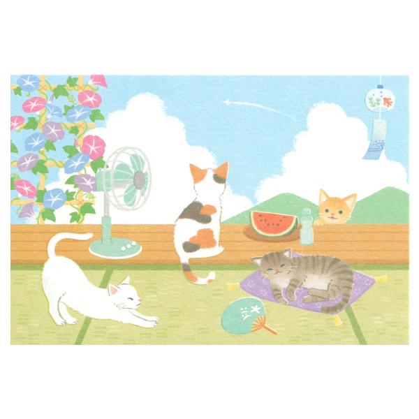 夏柄ポストカード 夏の猫 1枚入 4922806 NB 30個までメール便可能 M在庫-2-D1