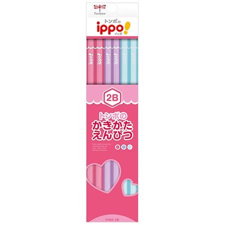 名入れ無料 ippoかきかたえんぴつ 2B プレーン・ピンク 12本入 KB-KPW04-2B｜トン...