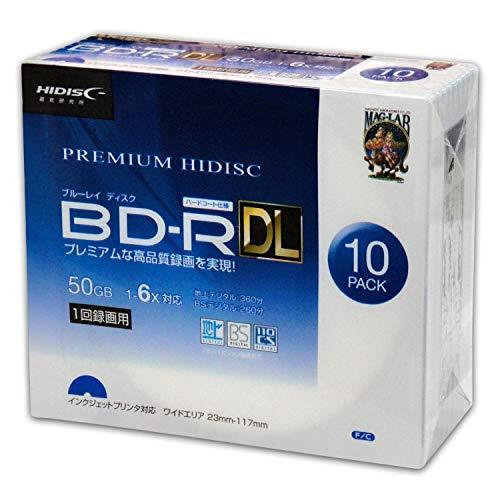 HIDISC BD-R DL 1回録画 6倍速 50GB 10枚 スリムケース
