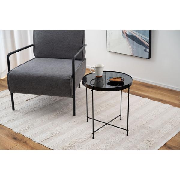 サイドテーブル ミニテーブル ソファサイド 石目調 ブラック シック スチール シンプル スタイリッ...