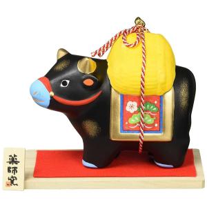 薬師窯(yakushigama) 薬師窯 2021年 干支 日本製 錦彩 招福 丑(福結び・黒) 36