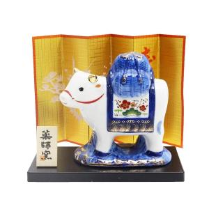 薬師窯(yakushigama) 薬師窯 2021年 干支 日本製 染錦 招福 丑(福俵・大) 37 サイズ:高さ11×横11.5cm