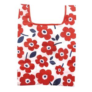 ZIP CORPORATION エコバッグ 折りたたみ コンパクト 収納 小 コンビニ用 おしゃれ な パターン プリント フラワー・レッド 84771 弁当用