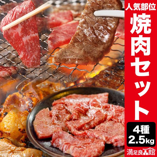 合計2.5kg 人気部位4種焼肉セット ハラミ 牛肩ロース カルビ ホルモン 牛レバー シマチョウ ...