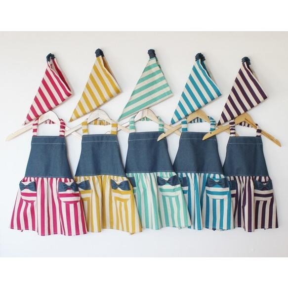 エプロン 三角巾 子供 キッズ セット  おしゃれ 給食 手作り 日本製 ハンドメイド くすみ スト...