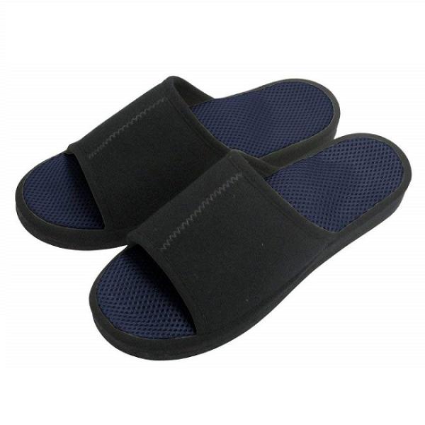 スリッパ 室内用 健康サンダル 足つぼ メガ押しメンズふみっぱ ネイビー