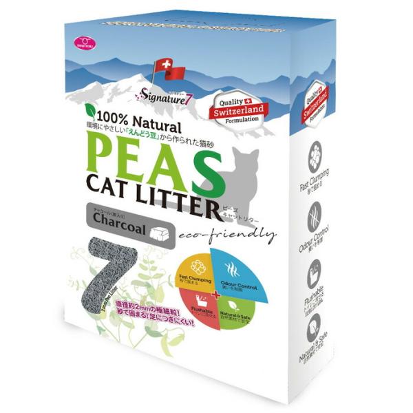 えんどう豆 猫砂 シグネチャー7 キャットリター 「PEAS」 4L チャコール（炭） ねこ砂 ネコ...
