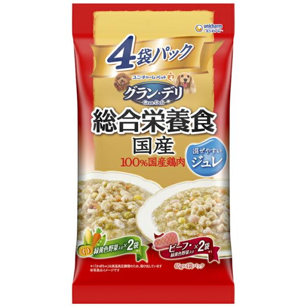 グラン・デリ 総合栄養食国産パウチ ジュレ成犬用緑黄色野菜入り×ビーフ入り 65g×4袋