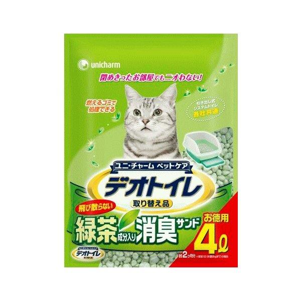 ユニチャーム 1週間 消臭・抗菌デオトイレ取りかえ専用 飛び散らない緑茶・消臭サンド 4L【sg】